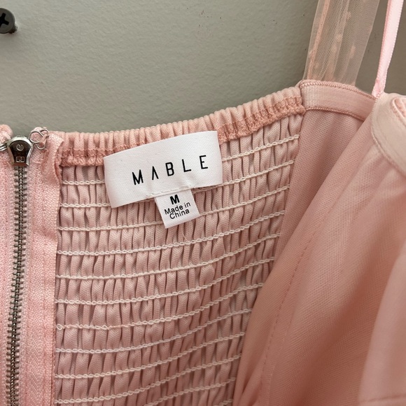 Mable Pink Tulle Polka Dot Tie-Strap Midi Dress, Size: Medium, NWOT - Picture 6 of 10